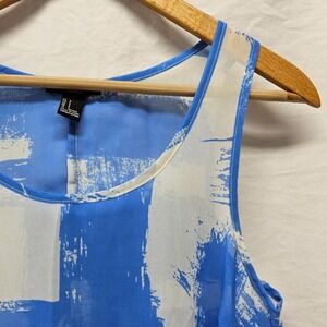 Forever 21 Tank Top Womens Small Blue White Abstract Brushstroke Scoop Neck